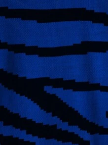 RueChic Teen Girls' Oversized Sweater With All-over Pattern Design - Blue - View 3