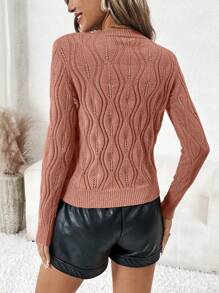 SHEIN Clasi Của phụ nữ Trân châu Và Kim cương Nghệ Embellished Áo len Với Dợn sóng Thiết kế - Bụi hồng - Xem 2