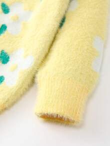 SHEIN 女孩花卉印花開襟毛衣(兒童)