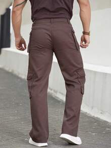 Manfinity EMRG 男款寬鬆束腰貨物牛仔褲 - 咖啡棕 - 查看 2