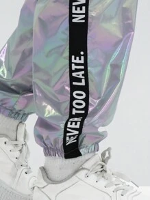 SHEIN Explorewe Girls' Text Printed Cargo Pants With Flap Pockets - Silver - View 4