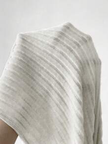 SHEIN Privé Fine Ribbed Bodycon Dress With High Side Slit - White - View 7