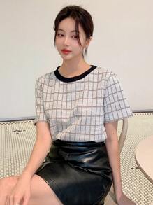 Dazy Star Của phụ nữ In kẻ sọc Áo thun - Nhiều màu - Xem 2