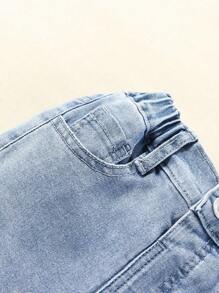 Young Girl's Butterfly Pattern Bootcut Jeans - Medium Wash - View 5