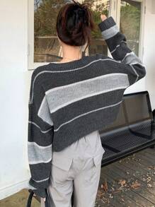 DAZY Của phụ nữ Khối màu Quần skinny Áo len - Màu xám đen - Xem 6