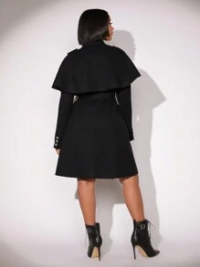 SHEIN SXY Năm mới Của phụ nữ Đen Len Áo choàng Đến - màu đen - Xem 2