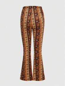 ROMWE Hippie Ladies' Fleece Paisley Print Pants - Orange - View 5