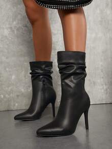 SHUZIA 女式中筒靴 - 黑色 - 查看 5