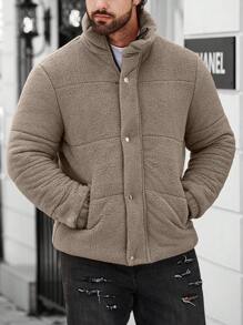 Manfinity Homme Áo khoác nam dáng rộng có đệm túi xéo - màu nâu - Xem 6