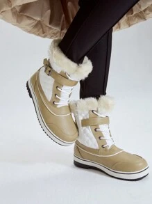 MOTF PREMIUM 人造毛雪地靴 - 米色 - 查看 8