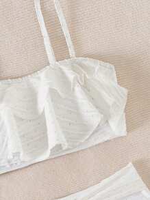 SHEIN Swim Women's Ruffled Shoulder Strap Bikini Set Summer Beach - White - View 6