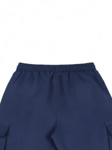 Manfinity EMRG Men's Loose Flap Pocket Cargo Jogger Pants With Drawstring Waist - Navy Blue - View 5