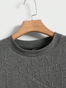 Manfinity RebelGame 男士針織休閒長袖垂肩運動衫 - 深灰色 - 查看 3