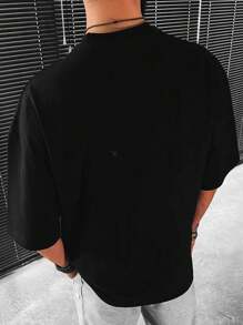 Manfinity Homme Men's Plus Size T-shirt (drop Shoulder) - Black - View 2