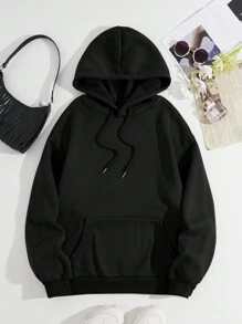 SHEIN EZwear Women's Racing Print Hoodie Sweatshirt With Back Print - Black - View 2