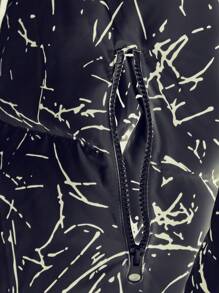 RueChic Men's Padded Coat With Disorderly Lines Print - Khaki - View 5