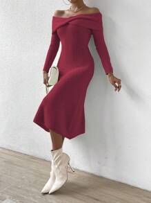 Chiquease Twist Front A-Line Sweater Dress - Hot Pink - View 6