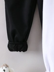 男童保暖内衬运动裤 - 黑與白 - 查看 3