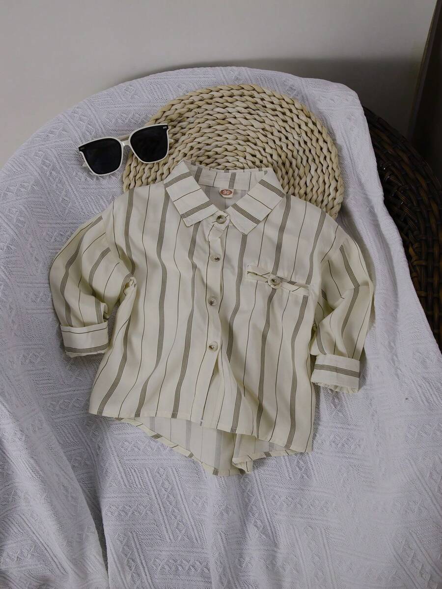 Breathable Loose Fit Striped Baby Boy Shirt, & Lightweight Fabric