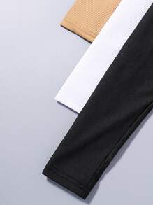 Teen Girl 3pcs Solid Scoop Neck Tee - Multicolor - View 3