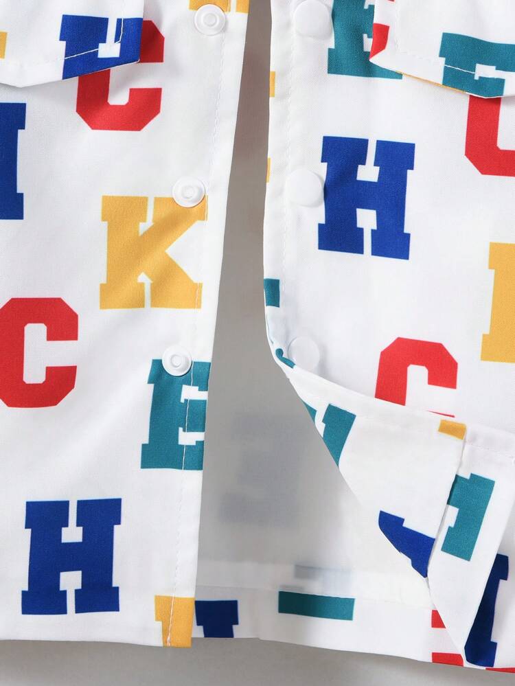 Chaqueta De Manga Larga Con Cuello Polo De Moda Para Bebés Con Estampado De Letras, Otoño E Invierno