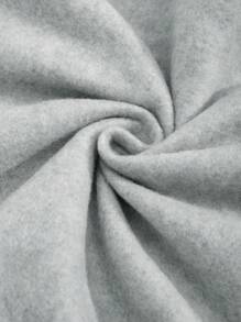 SHEIN Cross Printed Kangaroo Pocket Drawstring Hoodie - Grey - View 3