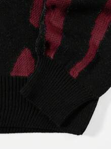 EURMUSE Men's Printed Drop Shoulder Sweater - Burgundy - View 3