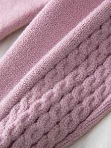 Quần len dệt kim ấm áp màu hồng cho bé gái - Màu tím hoa cà - Xem 3