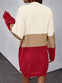 SHEIN LUNE 落肩拼色毛衣連身裙 - 彩色 - 查看 2