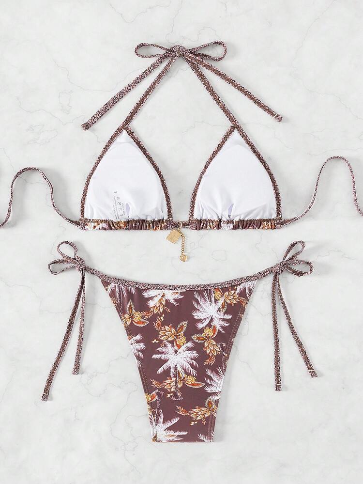 Women's Floral Print Halter Bikini Set 2-Piece Set Music Festival Summer Beach