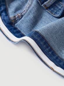 SHEIN MOD Asymmetrical Hem Denim Tube Top - Light Wash - View 3