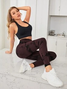 女士無縫綁染運動緊身褲 - 彩色 - 查看 6