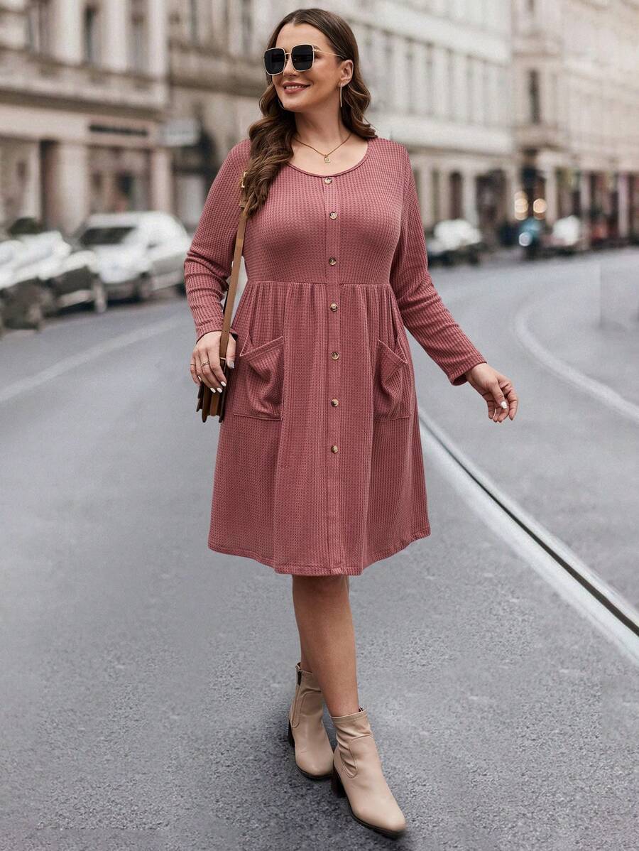 SHEIN LUNE 大碼連身裙 - 中紫紅色 - 查看 1