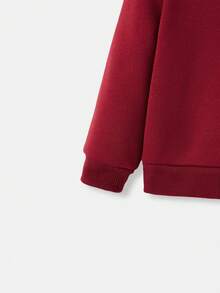 Em bé Con trai Giải trí Đơn giản áo có mũ Tay áo dài Áo & Dài Quần Bộ , Thích hợp Đối với Mùa thu Và Mùa Đông - Màu Đỏ Sâu - Xem 3