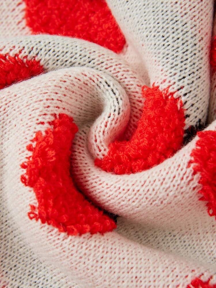 Teen Girl Apple Pattern Drop Shoulder Sweater