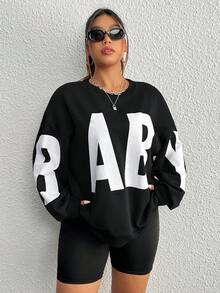 SHEIN EZwear 女性大尺碼運動衫 - 黑色 - 查看 5