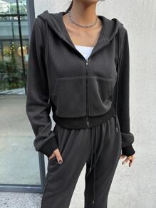 DAZY Women's Letter Print Drawstring Hoodie And Flare Pants 2pcs Set Tracksuits Women Set Lounge Sets For Women