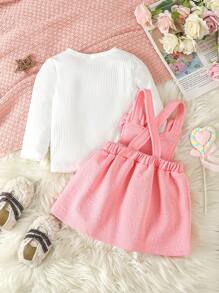 2入組幼兒女童休閒卡通刺繡粉色連衣裙套裝 - 彩色 - 查看 2