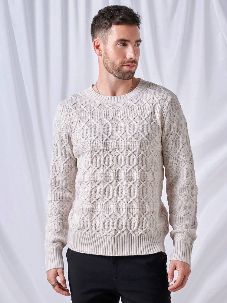 Men's Solid Color Ribbed Sweater