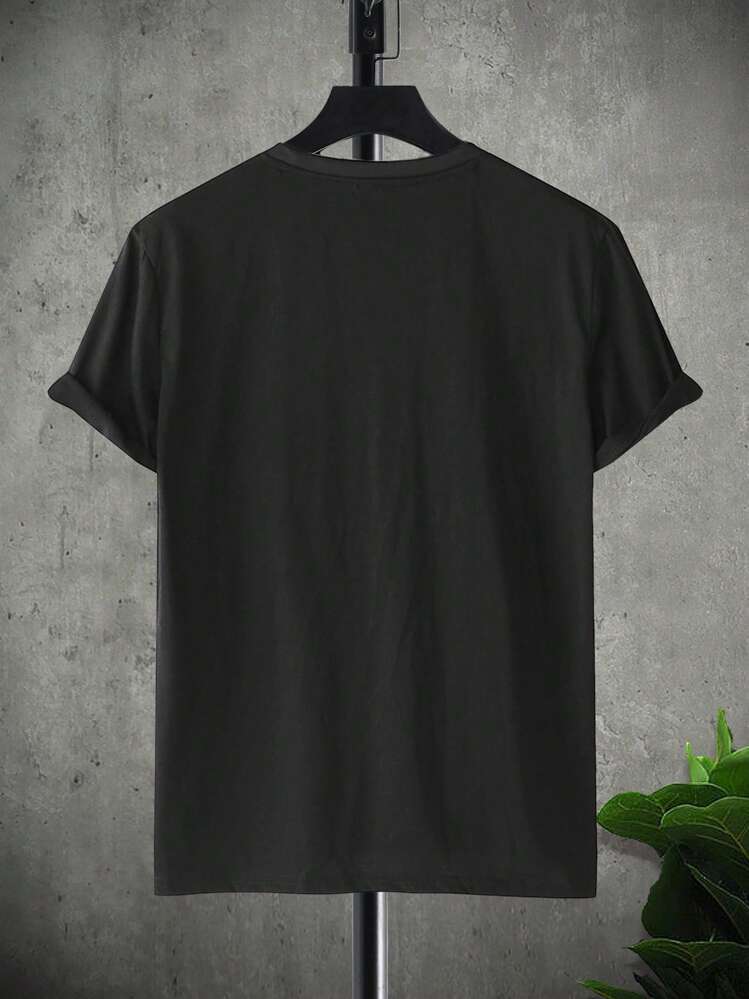Manfinity Homme Camiseta de manga corta con estampado gráfico para hombres, para vacaciones, moda, regalo para el novio