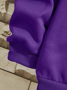 Sudadera Morada Con Letras Impresa Para Hombre - Morado - Ver 3
