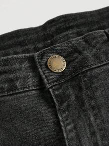 SHEIN Girlism 青少年女孩口袋喇叭牛仔裤，春秋季休闲日常穿着