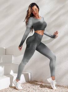 Grey Gradient Sports Suit - Grey - View 1