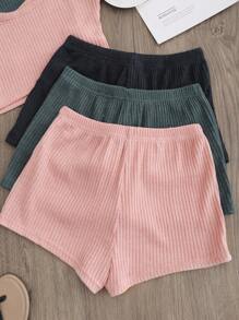 3pcs/set Solid Color Camisole Casual Outfit - Multicolor - View 5