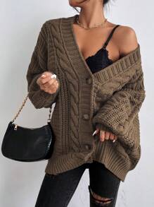 EMERY ROSE 女款紐扣燈籠袖開襟衫