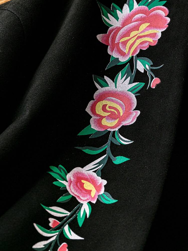 Plus Size Women's Floral Print Jacket