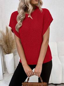 SHEIN LUNE Casual Women's Sweater Vest - Red - View 7