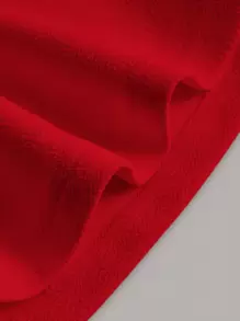 SHEIN EZwear Summer Women's High Waisted Solid Color Asymmetrical Hem Ruffle Flare Skirt - Rose Red - View 4