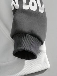 SHEIN EZwear 女性格言印花彩色連帽運動衫,帶有束口設計 - 彩色 - 查看 5