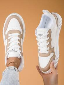 Women Two Tone Lace-up Color block Lightweight Breathable Comfortable Front Sneakers,Sporty Skate Shoes For Women - Multicolor - View 2